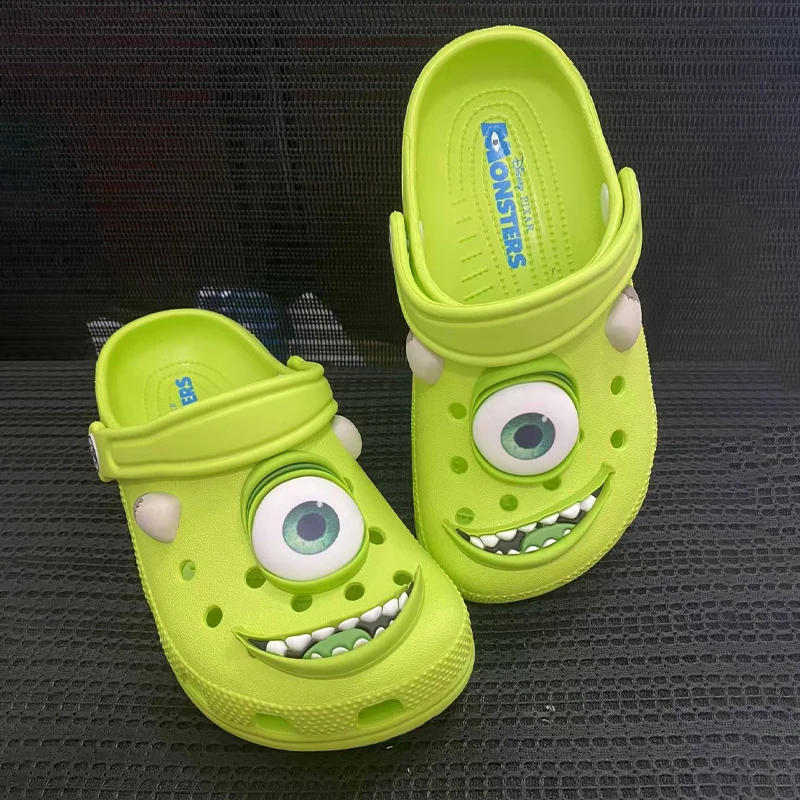 

Летняя противоскользящая уличная повседневная пляжная обувь с рисунком монстров Майка и закрытым носком, удобные дышащие сандалии с дырочками, подарок