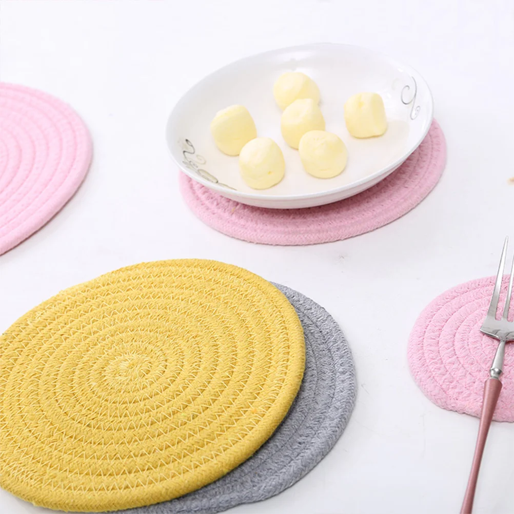 

1pc Cotton Linen Insulation Pad Round Non-Slip Coaster For Cups Mugs Glasses Washable Table Mat Decorative Placemat Xl Grey