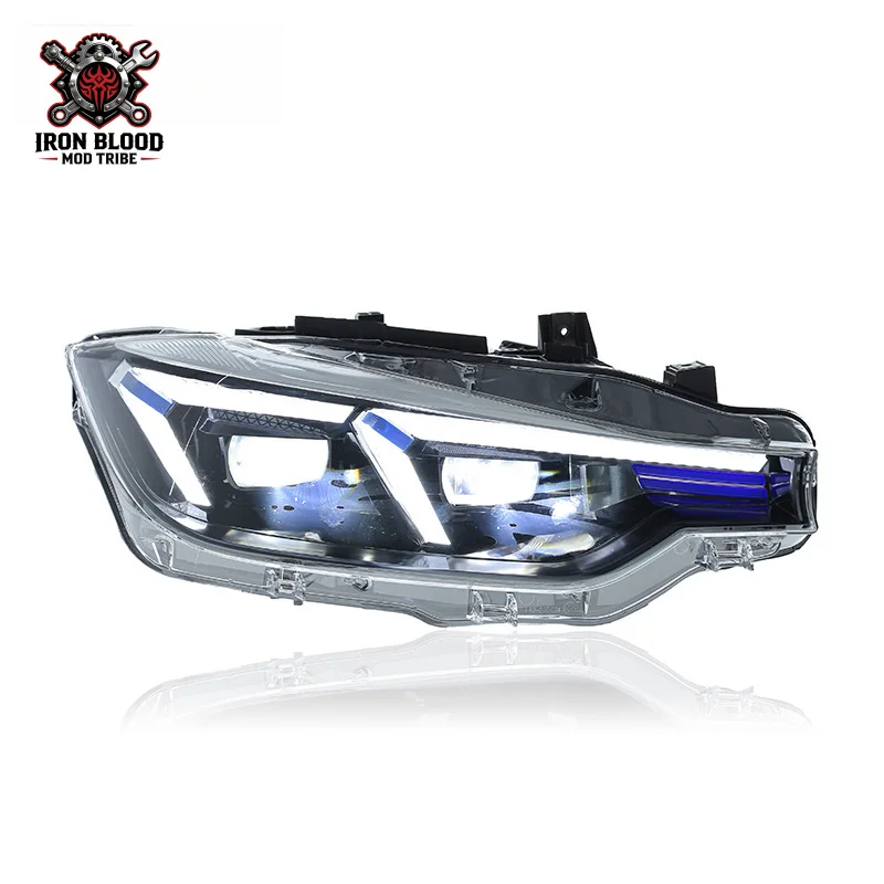 Suitable for 2012-2018 BMW 3 Series blue eyebrow headlight assembly modification F30/F35 high-end LED lens turn signal