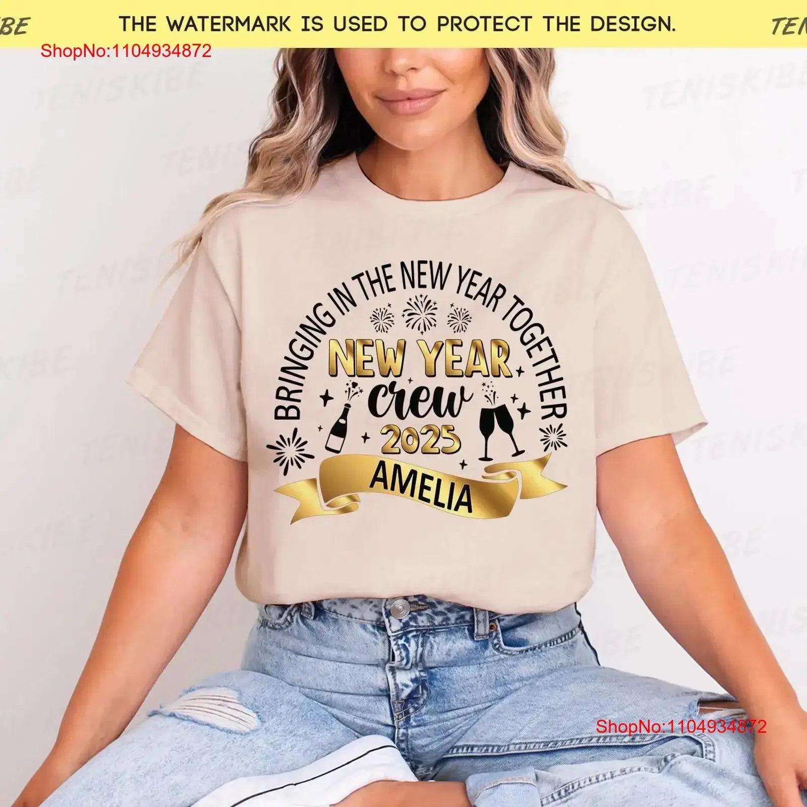 سنة جديدة سعيدة طاقم 2025 تي شيرت ليلة العام الأسرة مطابقة زوجين حفلة خمر غسلها موضة مريحة قليلاً متعددة الاستخدامات #1