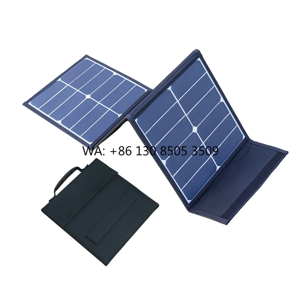 

45W/60W High Efficiency Monocrystalline Flexible Foldable Solar Panel Charger USB 5V 23% Power Bank Mobile Phone Black