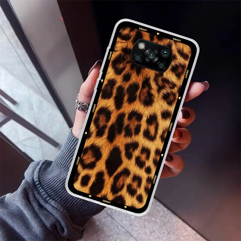 Animal Leopard Print Phone Case For Xiaomi Poco X5 X4 X3 Nfc M5S M4 M3 M2 F5 Pro F4 Gt F3 F2 F1 Silicone Shell Print Fundas