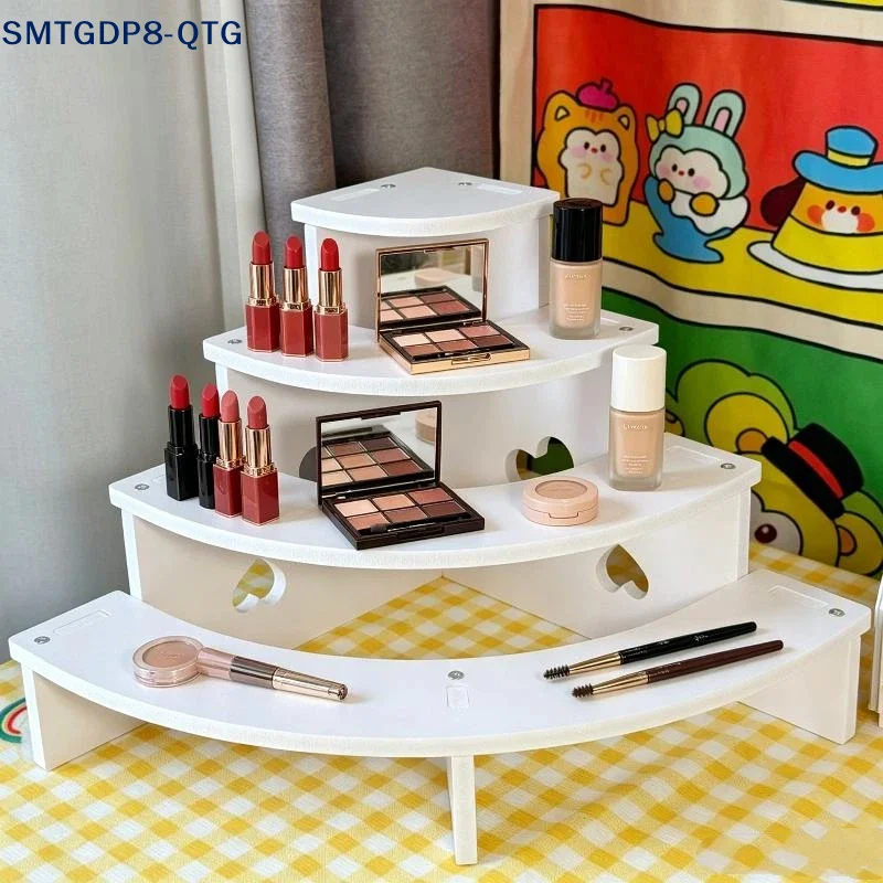 NEW 4 Tier Curved White Display Stand Rack Mini Figure Organizer Shelf For  Dolls Cosmetic Desktop Decor Storage