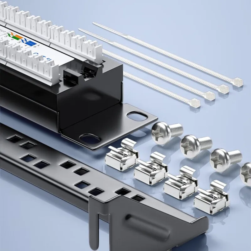 1U 19인치 메탈 랙마운트 하우징 RJ45 분배 프레임 24포트 CAT5 네트워크 패치 패널