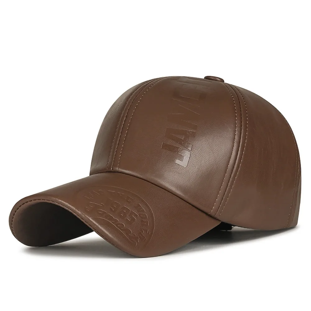

Adjustable Leather Baseball Cap Casual Wear Trucker Caps Men Vintage Hat Retro PU Leather Sun Protection Hat Climbing Cycling