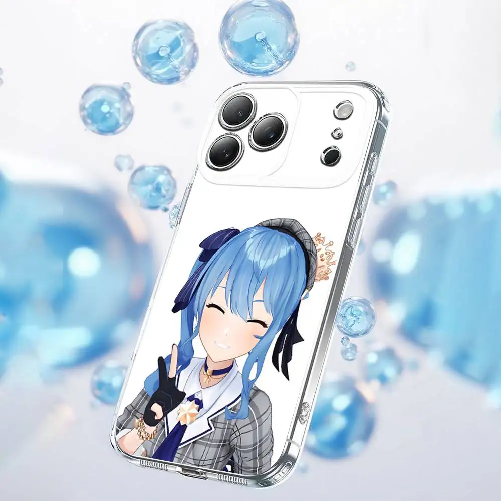 Funda de teléfono Singer H-Hoshimachi Suisei para iPhone 17,16,15,14,13,12,11 Plus,Pro,Max,Plus,E,SE4,Air,Mini transparente