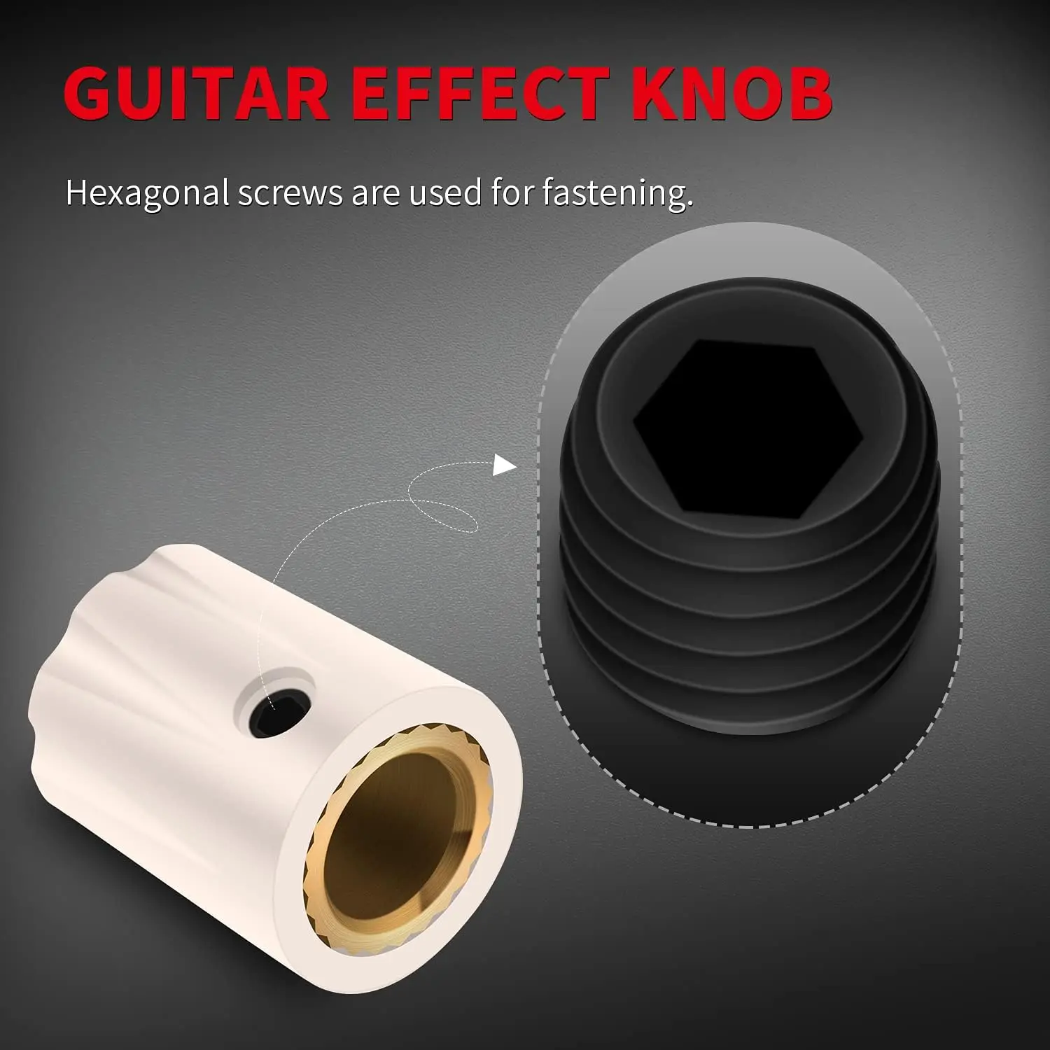 DAIERBUMP 10PCS Guitar Effect Knob 1/4 Potentiometer Knob Plastic Volume Control 1900 Davies Style 6.35MM Knob Metal Insert