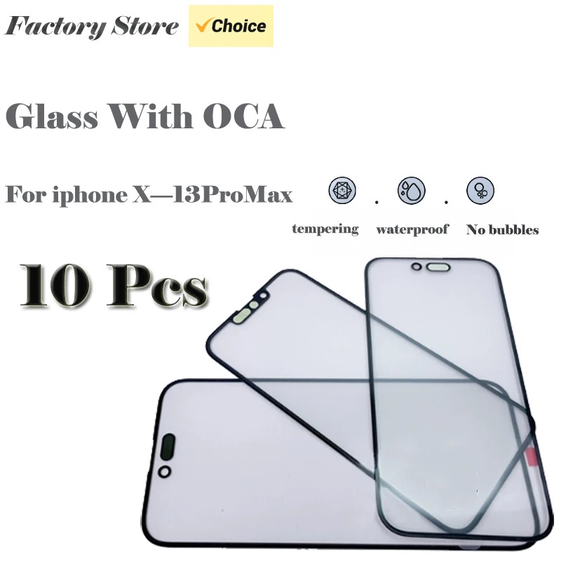 【10Pcs】 1:1 Similar OEM Touch Screen Glass With OCA Glue for iPhone X XS Max XR 11 12 mini 13 Pro Max  Outer Lens Replacement