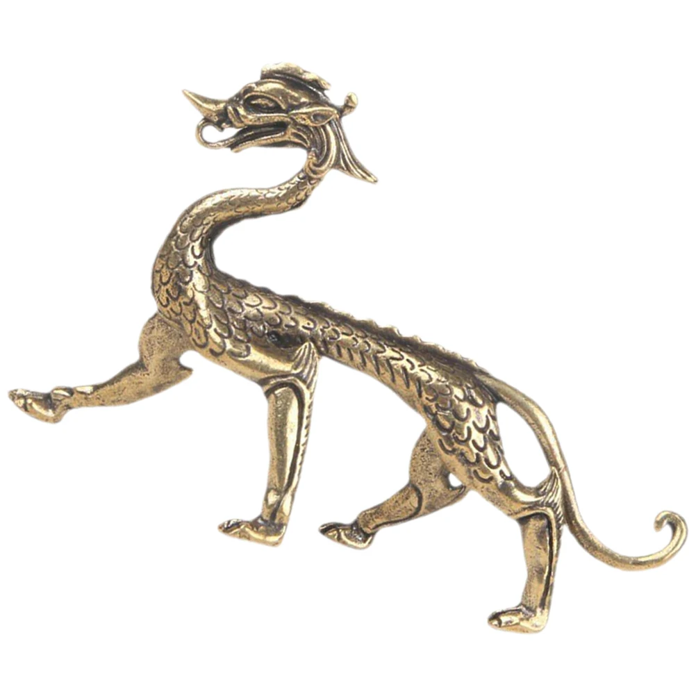 

Brass Dragon Statue Green Bronze Sculpture Desktop Ornaments Mini Statues Chinese Decor Craft Figurine Desk Table