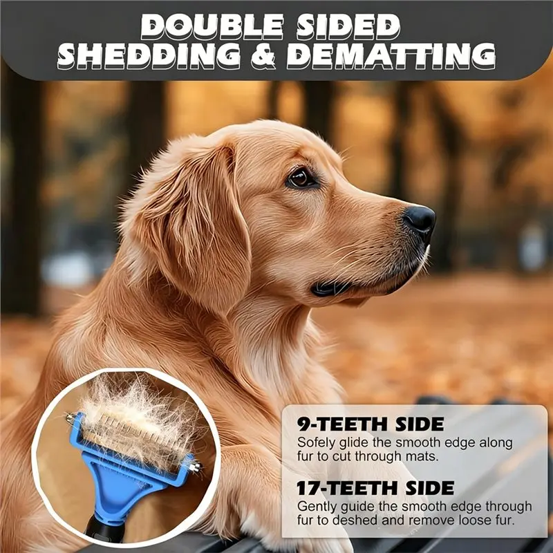 B97A-Comb& Metal For Cats And Dogs, Grooming Rake For Pets Extra-Wide Deshedding Dog Brush For Long Hair