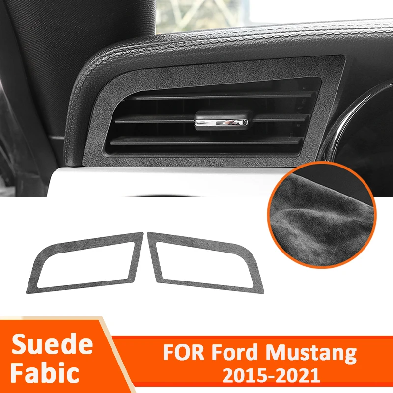 

Soft Suede Fabic Car Dashboard Left Right Air Outlet Vent Frame Decorative Sticker Auto Accessories For Ford Mustang 2015-2021