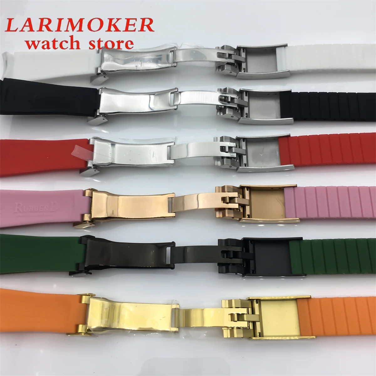 Ремешок силиконовый для часов, резиновый складной браслет с серебристой розовой, золотой, черной или серебристой пряжкой из нержавеющей стали, 20 мм