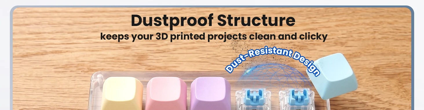 100 Stück blaue mechanische Tastaturschalter, 3-Pin MX Clicky-Schalter für 3D-gedruckte Fidget-Clicker, DIY-Schlüsselanhänger, 50 Millionen Klicks – Detail 2
