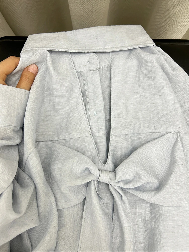 

Spring Plus Sized Clothing Women Premium Bow Hollow Long Sleeved Shirt Women Tops Loose and Slim Outerwear Casual Blouses Top