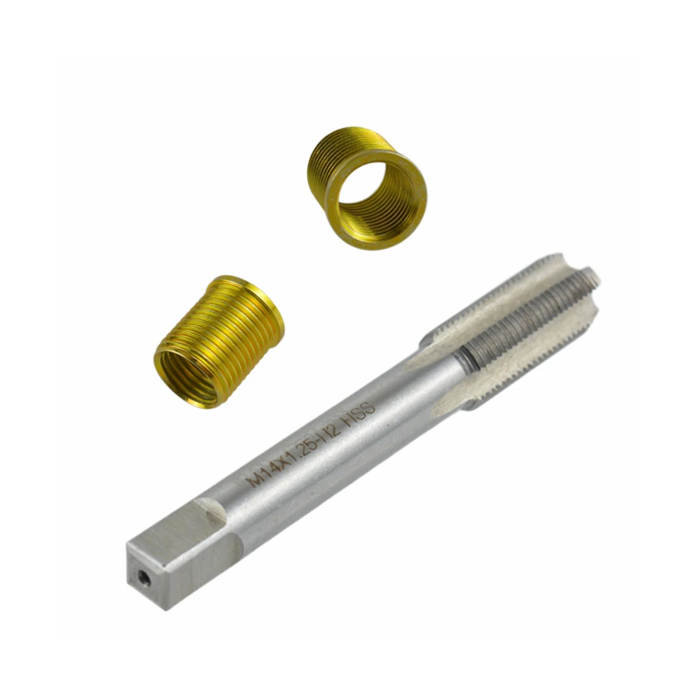 

Комплект для ремонта резьбы свечи зажигания M12x1,25, вставки и комплект метчиков M14x1,25, инструменты для ремонта резьбы свечи зажигания, инструменты для ремонта бензинового двигателя