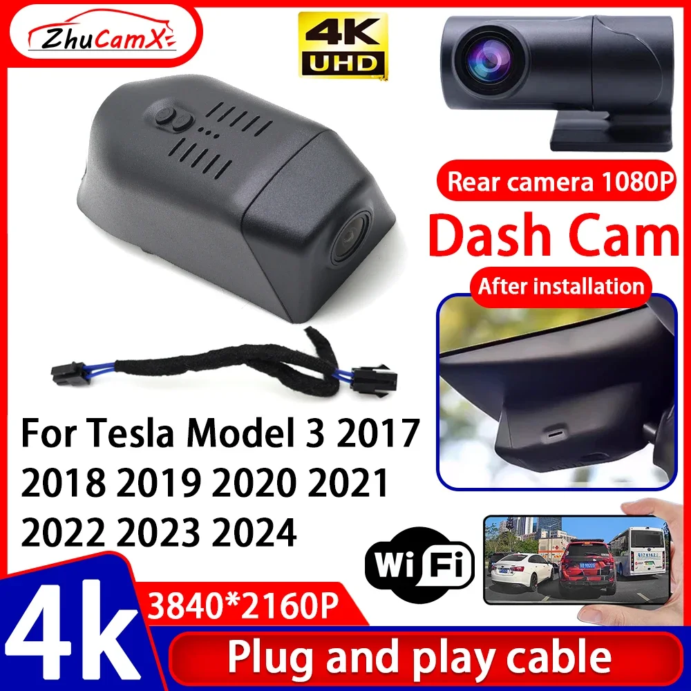 Video Recorder Night Visio 4K Plug and Play Car DVR Dash Cam Camera for Tesla Model 3 2017 2018 2019 2020 2021 2022 2023 2024