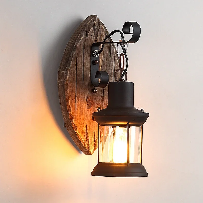 outdoor antique led loft lampada de parede vidro de madeira restaurante cafe bar arandelas vintage industrial arandela retro para quarto 01