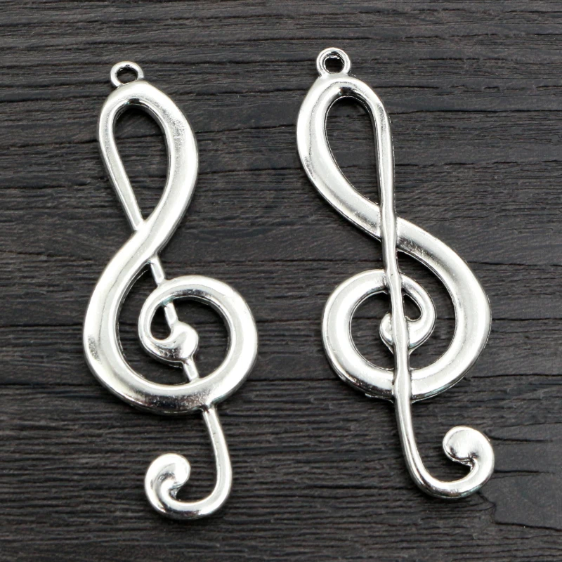 10pcs 61x22mm Antique Silver Plated Music Note Treble Clef Handmade Charms Pendant:DIY Jewelry Findings Supplies