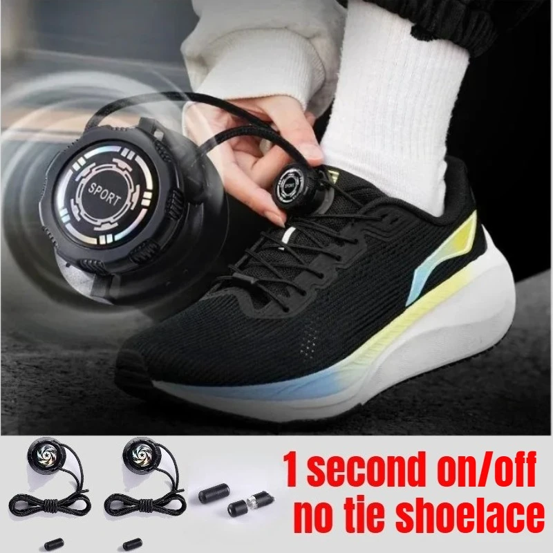 

1Pair Rotating Metal Wire Swivel Automatic Buckle Rope Sneaker ShoeLaces for Kids/Adult No Tie Shoe Laces Quick Lock Shoestrings
