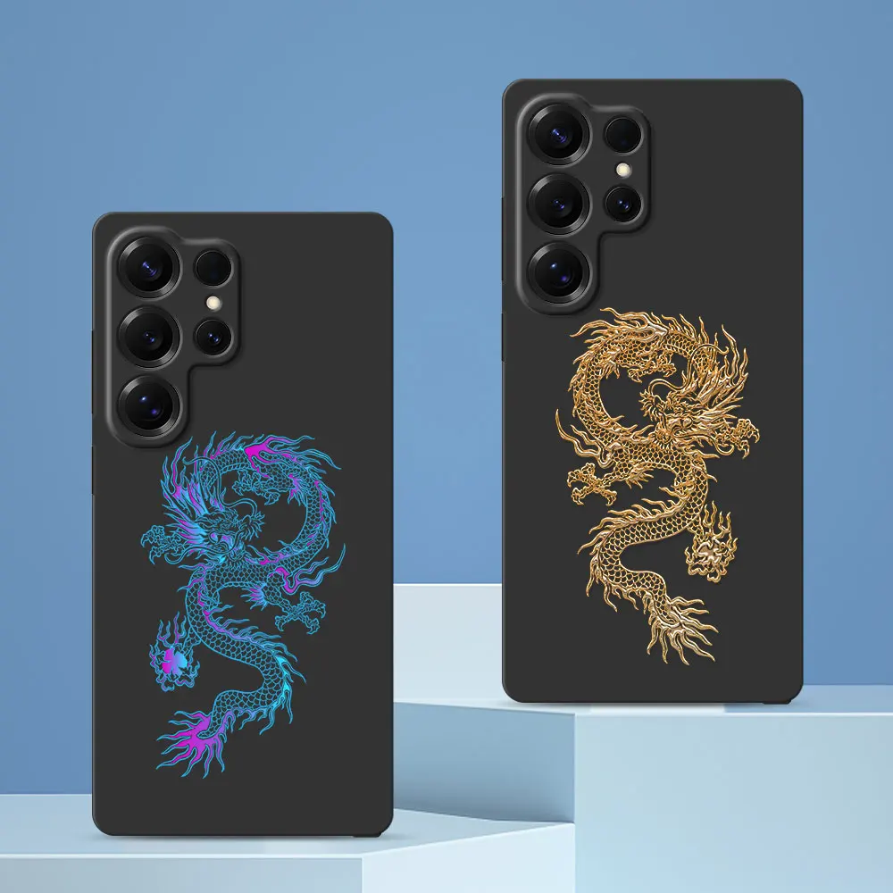 Black Phone Case For Samsung Galaxy S26 S24 S22 S23 S25 S20 FE S7 Edge S9 S10 S21 Ultra S8 Plus TPU Cover Dragon Animal Cool