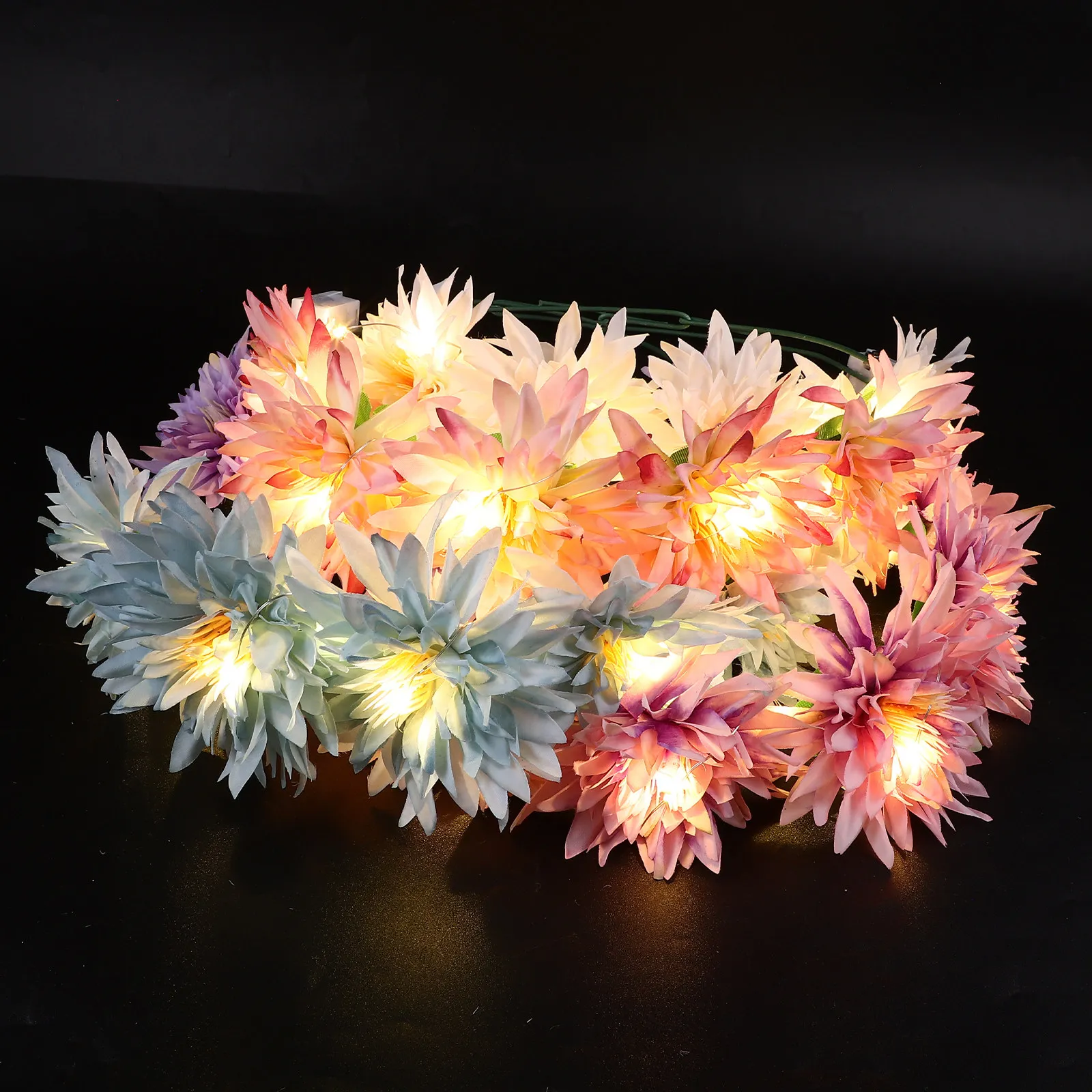 

Набор из 5 светодиодных повязок на голову с цветами: розы, декоративные светящиеся венки для волос, аксессуары для женщин на вечеринки и фестивали