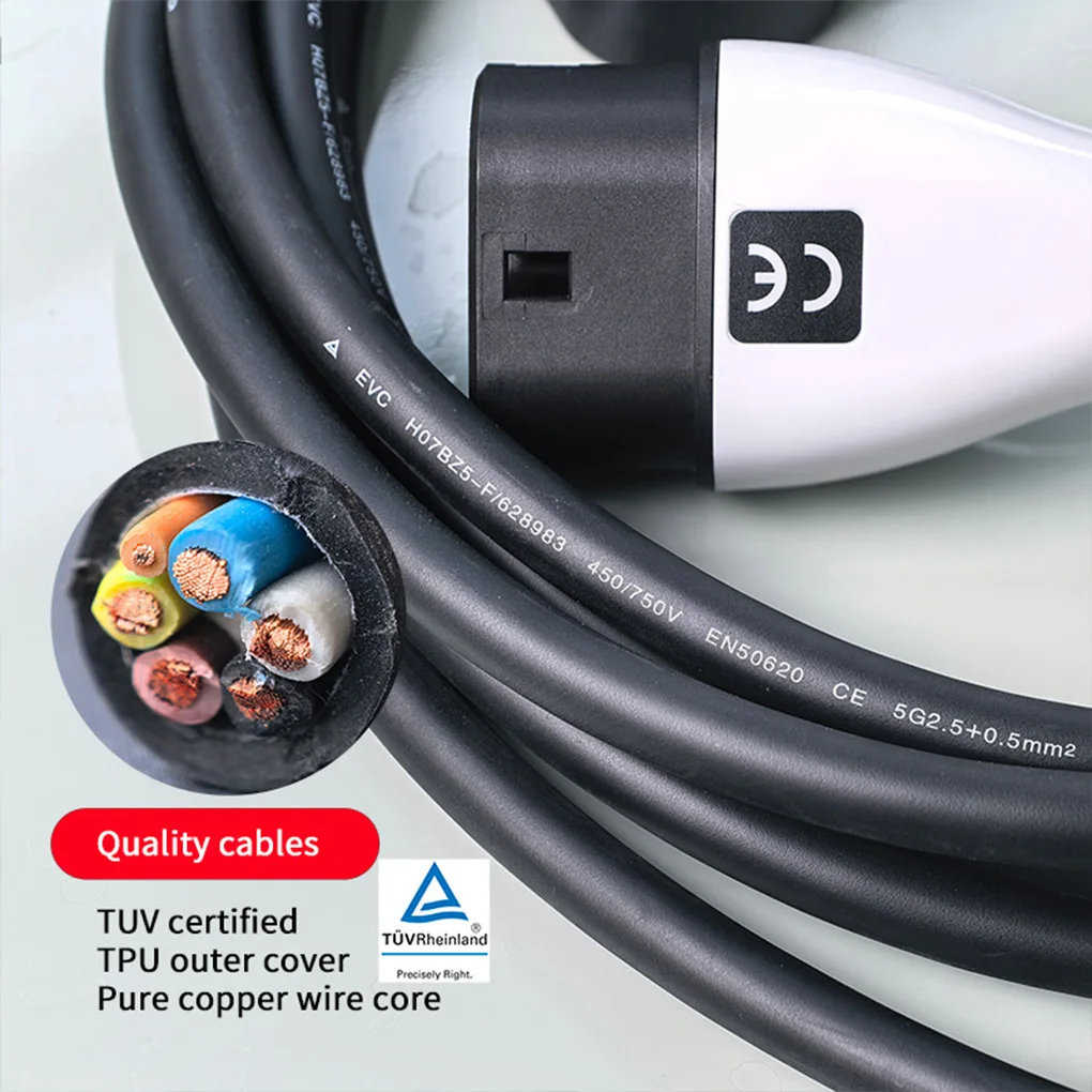 Портативное 3-фазное мобильное зарядное устройство для электромобилей типа 2, 11 кВт, 16 А, 5 м, зарядный кабель IEC 62196-2, зарядное устройство для электромобилей с ЖК-дисплеем и сумкой, британская вилка