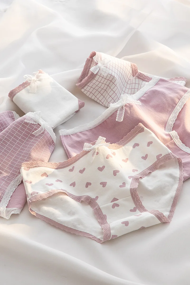 5 Teile/los Nette Liebe Baumwolle Höschen Für Frauen Unterwäsche Druck Panty Mädchen Slip Atmungsaktive Weiche Unterhose Weibliche Sexy Dessous – Detail 18
