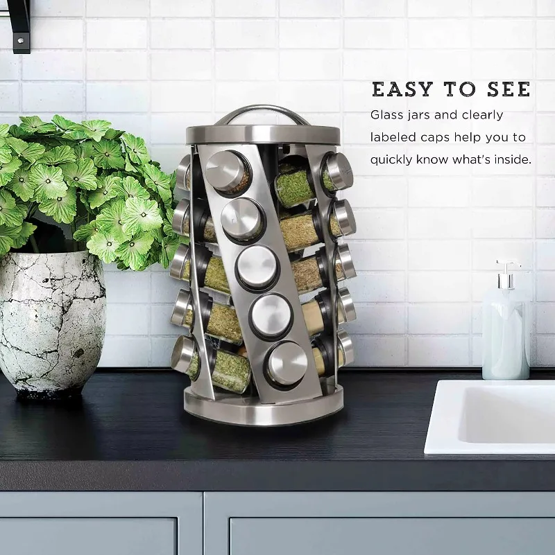 Multipurpose Seasoning Container Round Glass Spice Packaging Salt Pepper Jar Kitchen Metal Spice Shaker Bottle
