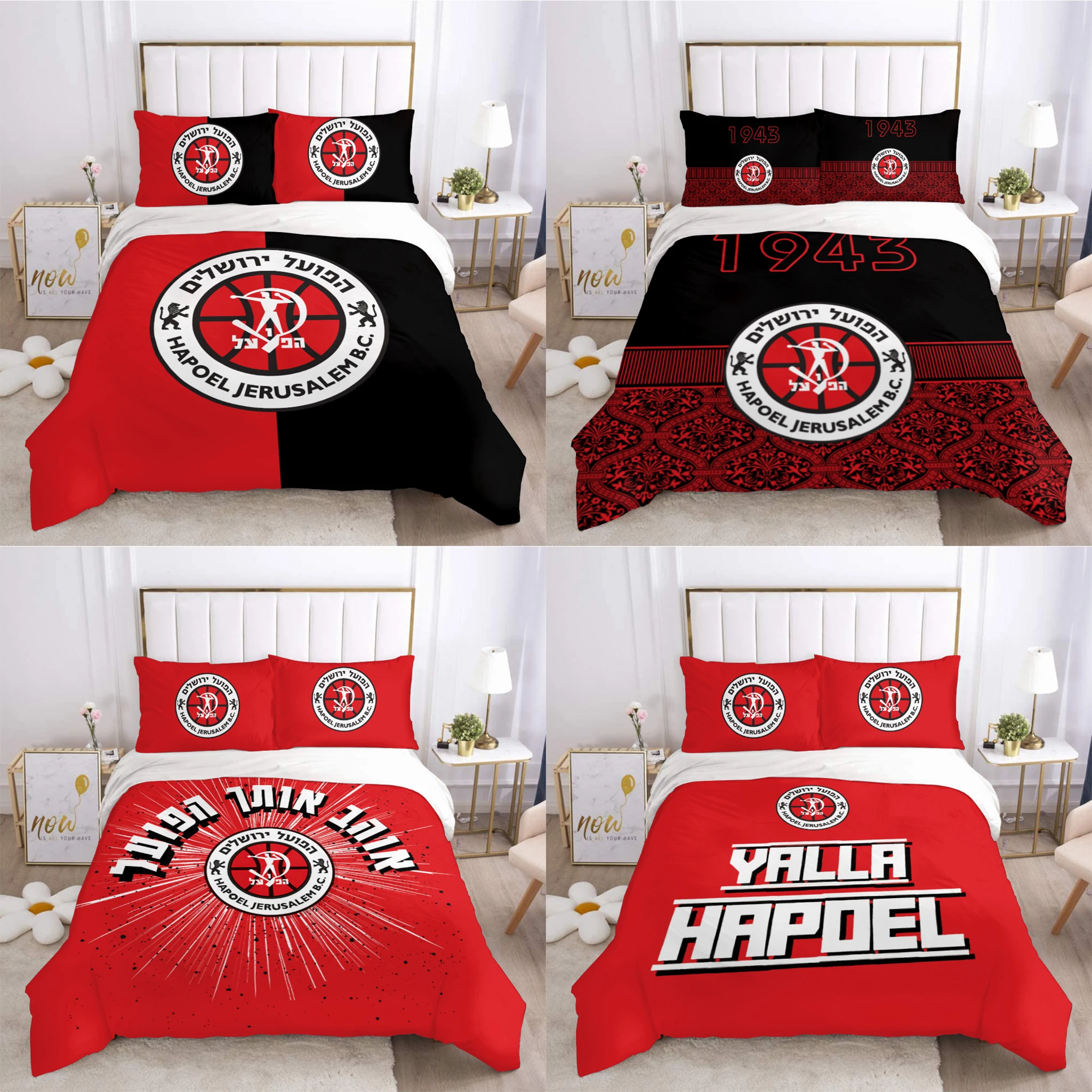 

3D Printed Hapoel Jerusalem Bedding Set Duvet Cover Bedroom Comforter Single Twin King ​Size Quilt Cover Home Textile 2/3PCS