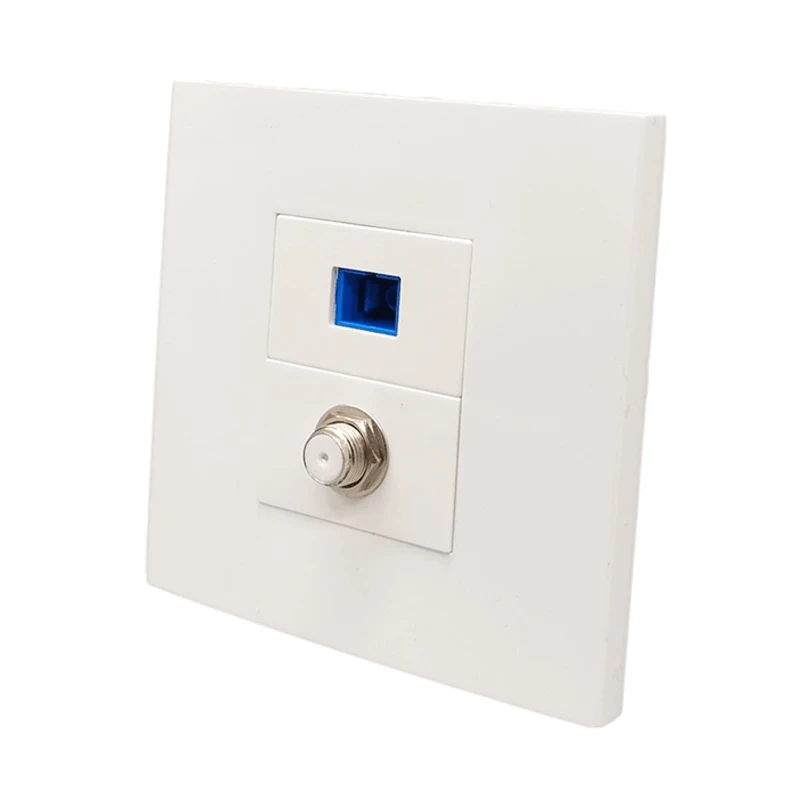 SC UPC Optical Fiber Wall Socket With Digital TV F Head DTV Television Plug White Faceplate Face Panel For Network Connector