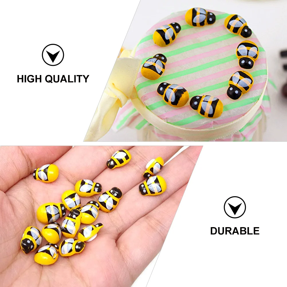

200pcs Wooden Mini Bee Ornament Craft Decor For Diy Jewelry Shoes Bags Hair Accessories Garden Moss Landscape Decoration