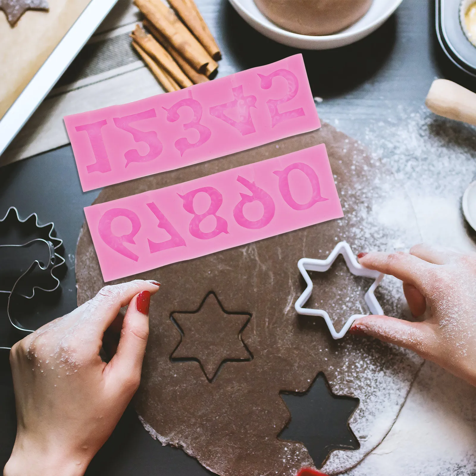 2Pcs Heat-Resistant Silicone Number Mold 0 Through 9 for Fondant Chocolate Candy Baking DIY Dessert Making Relief Mould Kitchen