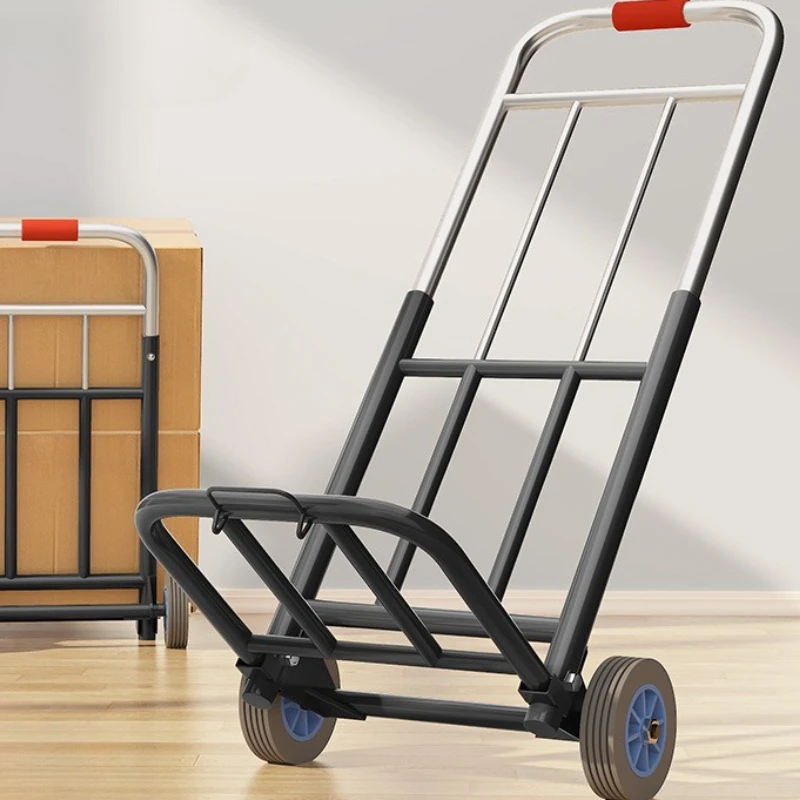 Heavy Duty Folding Trolley, Wear Resistant Silent Wheel Cart, Reinforced Pull Rod Luggage Wagon, Portable Grocery Hand Truck