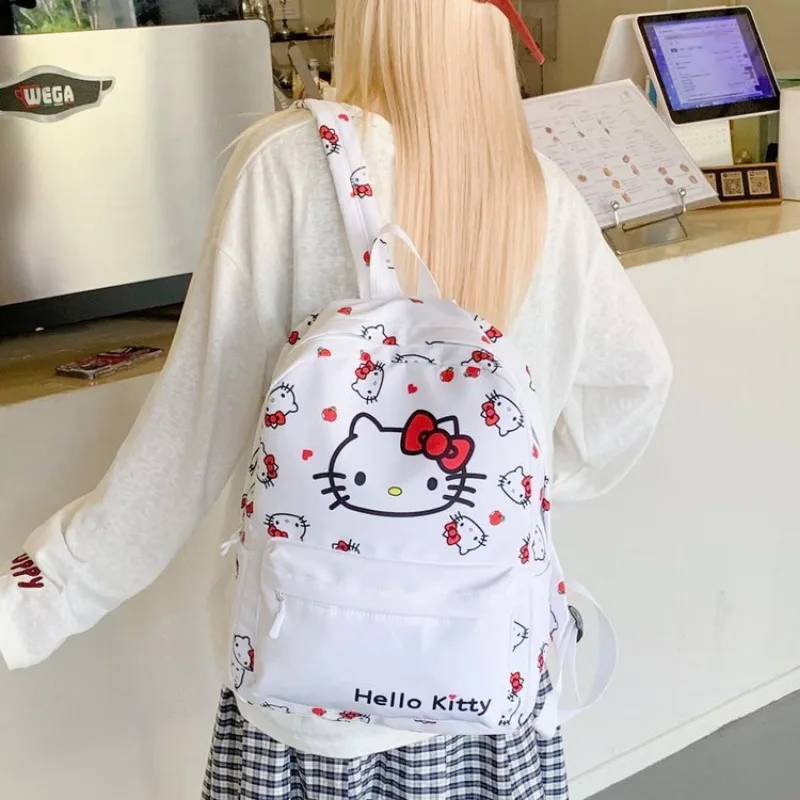 

Рюкзак Sanrio в стиле аниме Hello Kitty, студенческая сумка, женский и детский рюкзак большой вместимости, портативная сумка для поездок на работу, подарок для девочек
