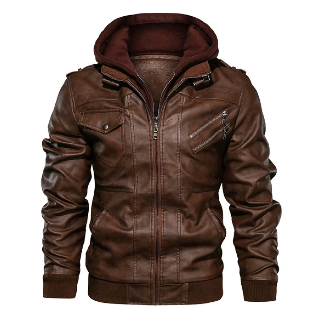 

Men's Casual PU Leather Motorcycle Jacket Autumn Biker Coat Brand New EU Size Men's Clothing
