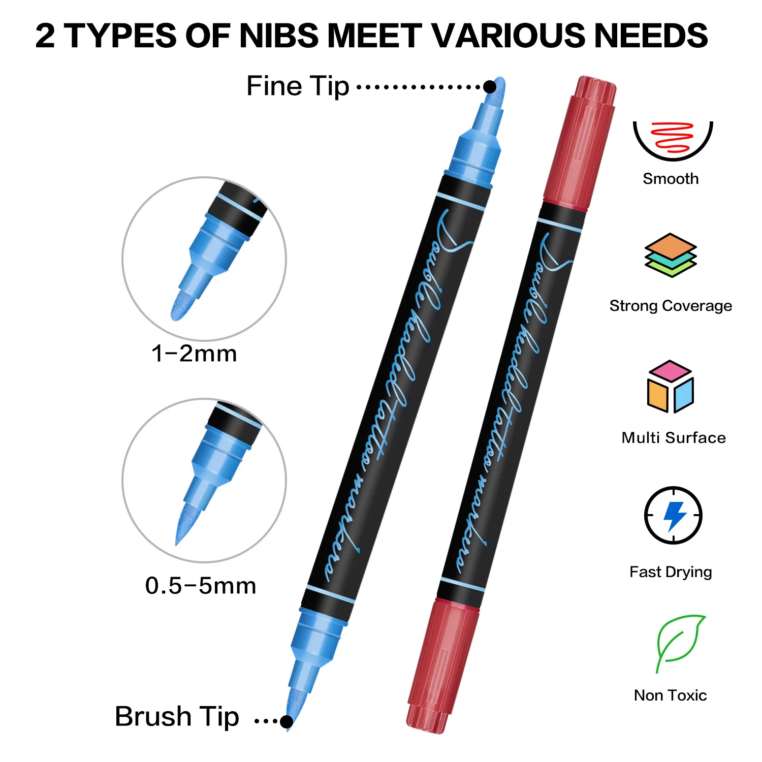 Temporary Tattoo Markers for Skin,10/30 Colors Tattoo Pens,Brush Tip,Bright Colors,Face Paint Kit Cosmetic Quality,Halloween Mak