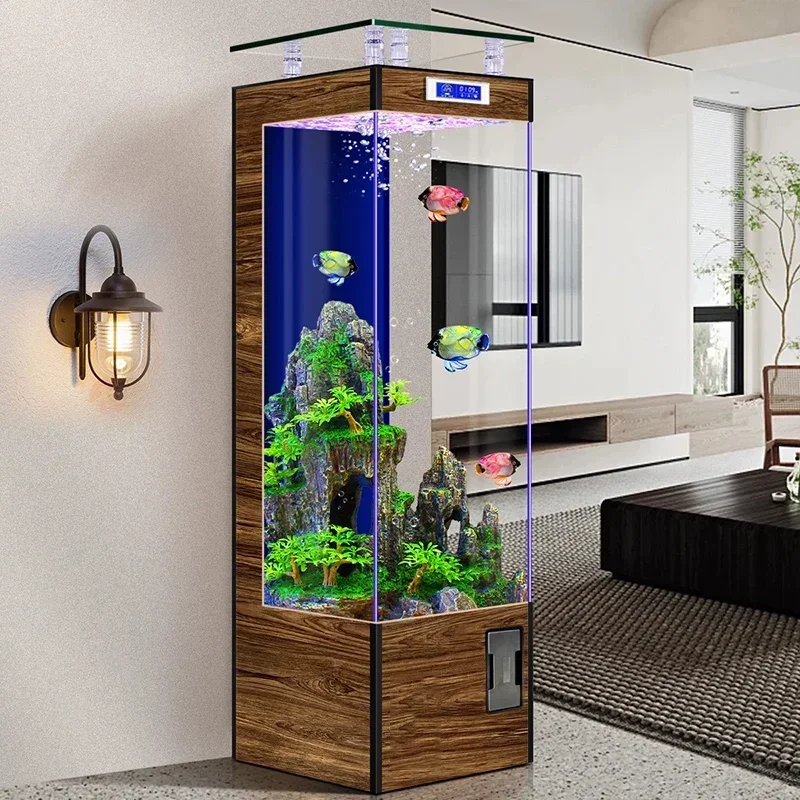 

Напольный аквариум для гостиной, маленький, с автоматической экологической фильтрацией, из супербелого стекла, для дома