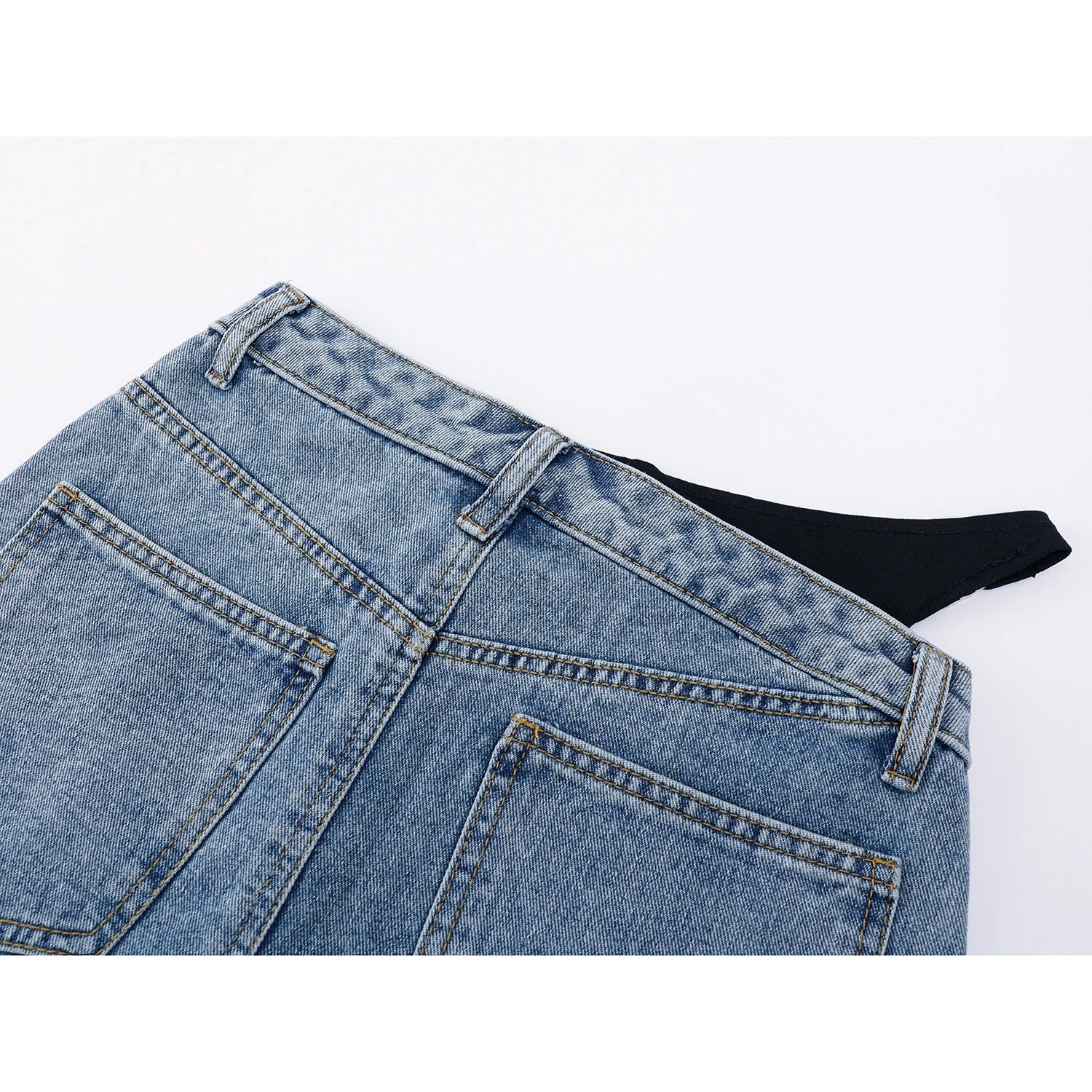 Y2k Retro Sexy Hot Girl Fake Two-Piece Spliced Vintage Blue Denim Skirt Women American New Tendy Fashion High Waist Slim Skirts