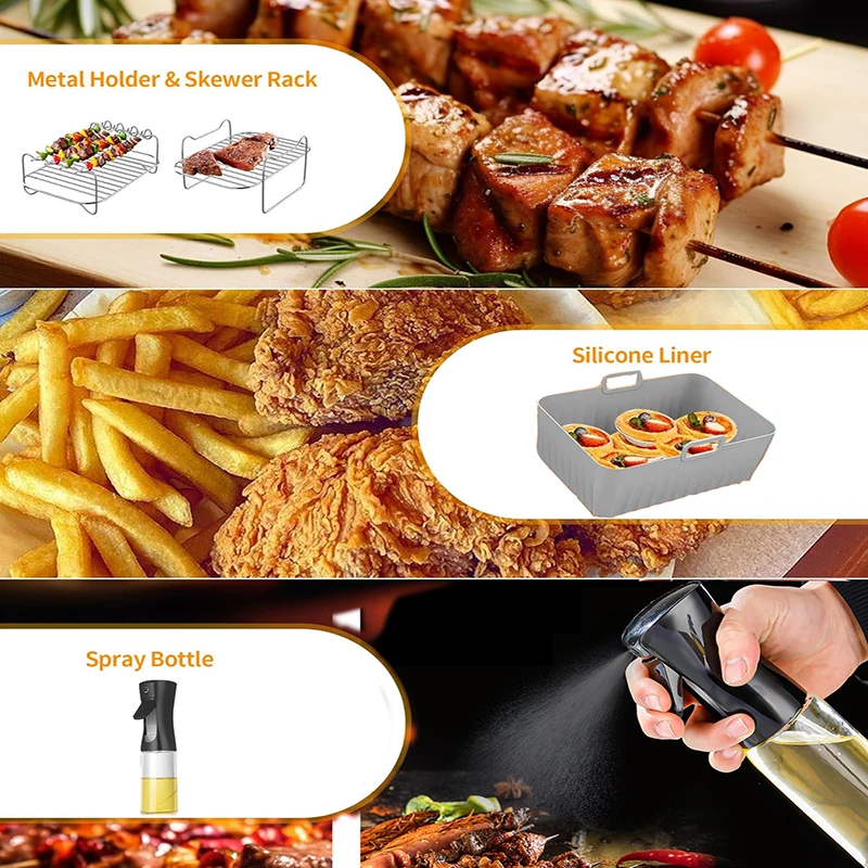 Acessórios para fritadeira de ar Ninja Foodi Moldes de silicone/bancos/spray de óleo para AF500EU, AF400EU, AF300EU, pilha dupla XL SL400EU