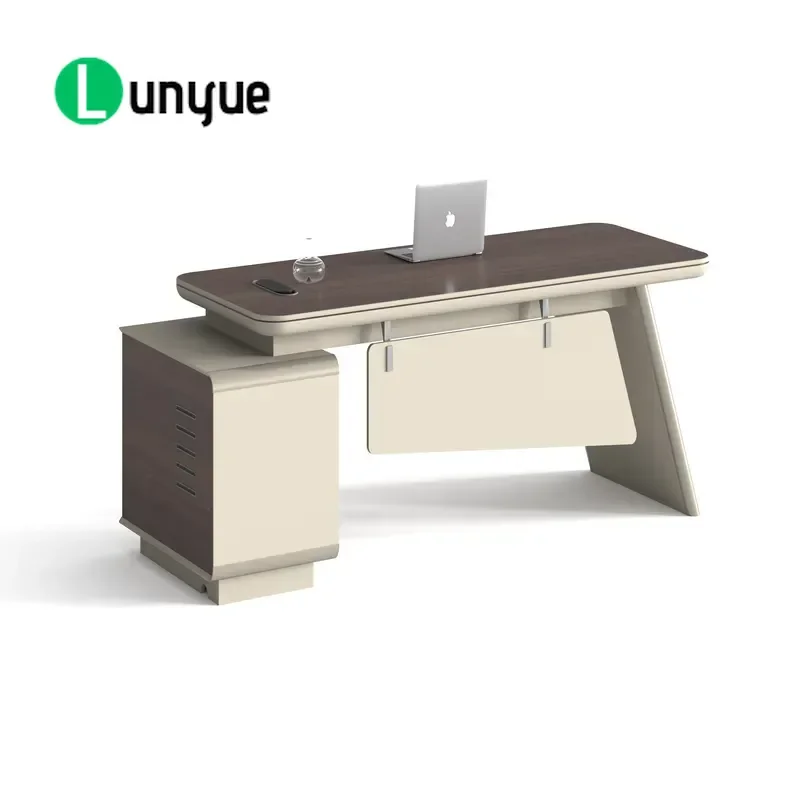 Customizable Modern Desk with Hidden Cable Management and Built-in Sockets Lightweight Wood for Office Hospital School