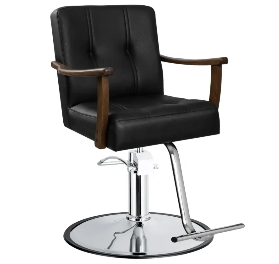 Denant Barber Chair with Wood Armrest Comfortable Styling Chair with Hair Dryer Holder New Salon Furniture for Beauty Salon