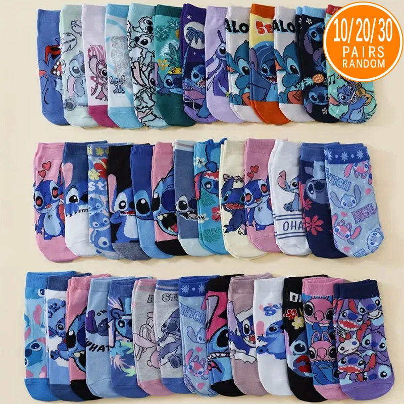 

10/20/30 Double Spring/Summer Unisex Fashion Disney Cute Anime Cartoon Stitch Mickey Mouse Versatile Casual Straight Socks
