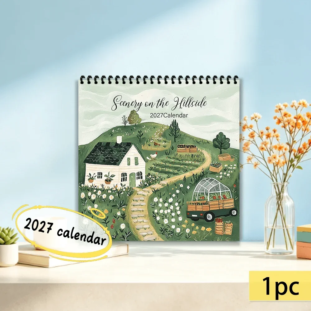 1pc 2027 Wall Calendar,Country Cottage Theme,12-Month Monthly Planner,Perfect Gift For Back-to-School Season,Christmas, New Year