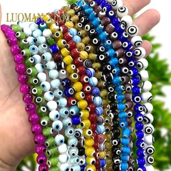 4-10MM Nepalese Style Devil Eye Lampwork Glazed Print Glass Loose Round Spacer Beads for Jewelry Making DIY Bracelet Accessories