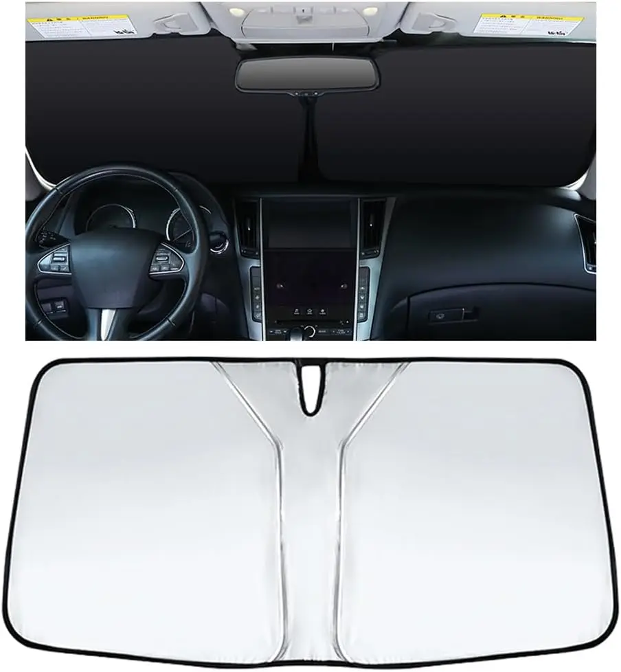 مظلة للزجاج الأمامي للسيارة، مظلة سيارة مقاس 55.9 * 27.5 بوصة للنافذة الأمامية، غطاء حماية من الأشعة فوق البنفسجية قابل للطي من حرارة الشمس، مركبة صيفية A #1