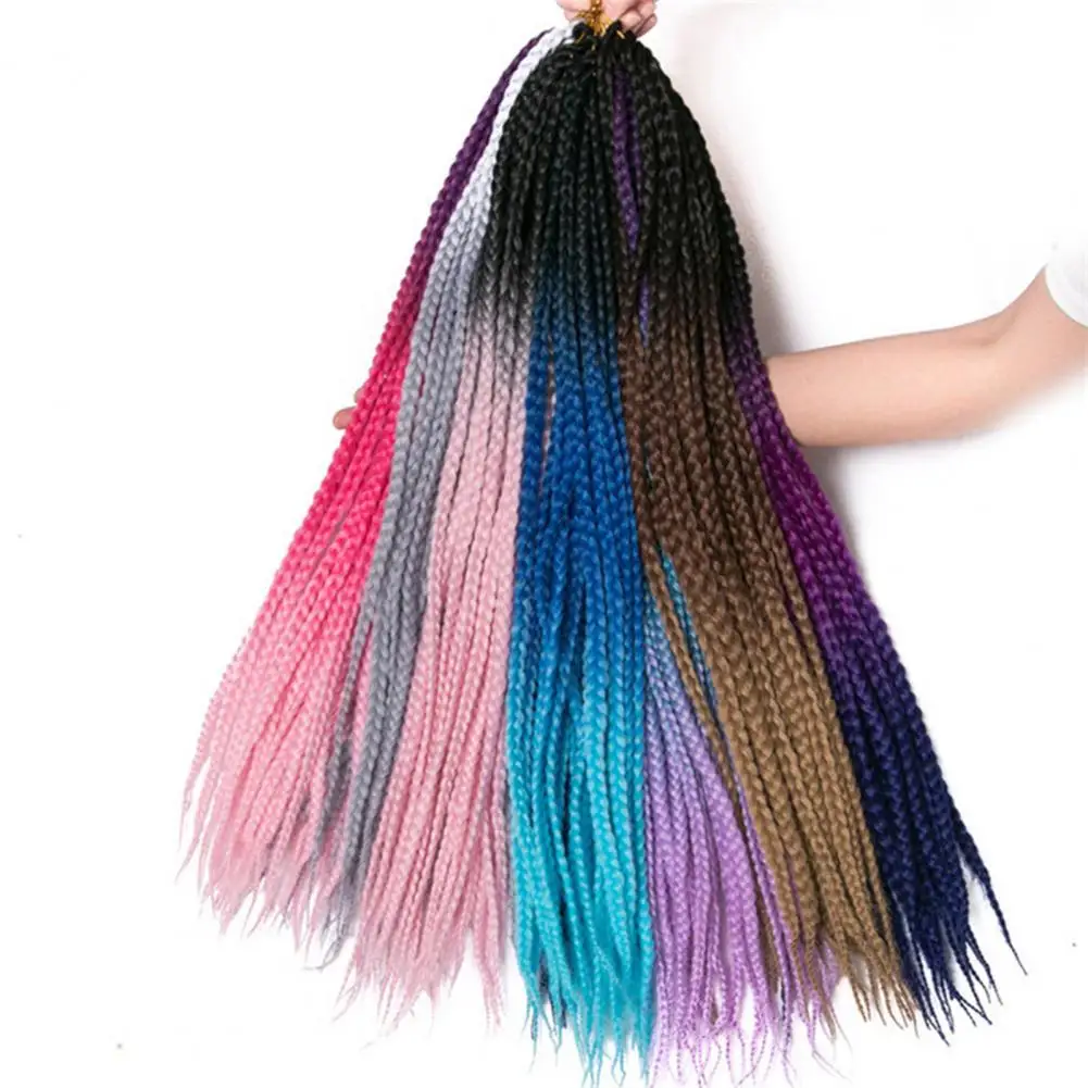 60 cm Hair Extension Women Braided Color Block Wig For Club Synthetic Ponytail With Rubber Band Gradient Colorful Braids Wigs