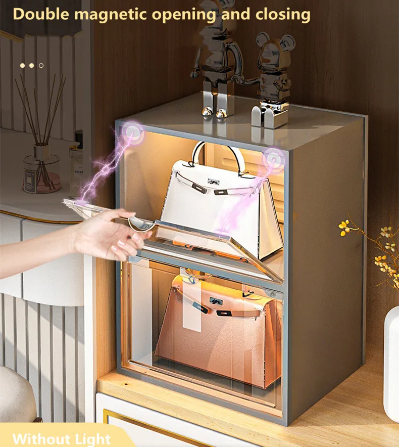 4 Layers Light Luxury Bag Storage Box Household Dustproof Transparent Luxury Doll Sundries Display Cabinet Boots Shoes Cabinet