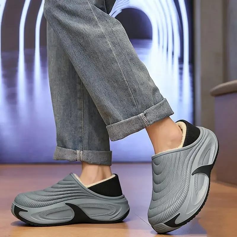 Herren Winter 2026 Warme Plüsch-EVA-Hausschuhe Wasserdichte Weichsohlen-Plateauschuhe Rutschfeste Baumwollschuhe für Zuhause und Outdoor – Detail 7
