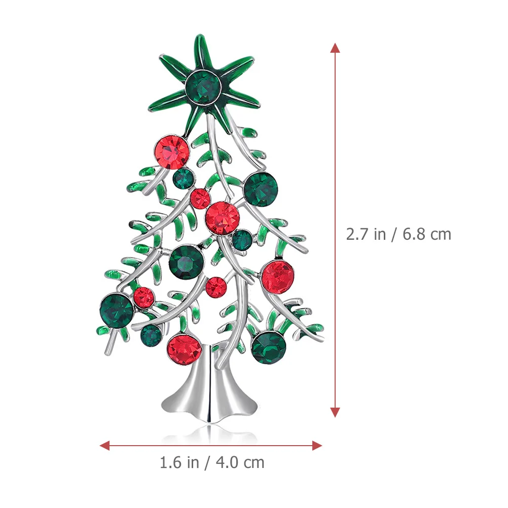 

Christmas Tree Brooch Pin Rhinestone Women Fashion Jewelry Gift For Her Coat Scarf Accessory Xmas Party Decor