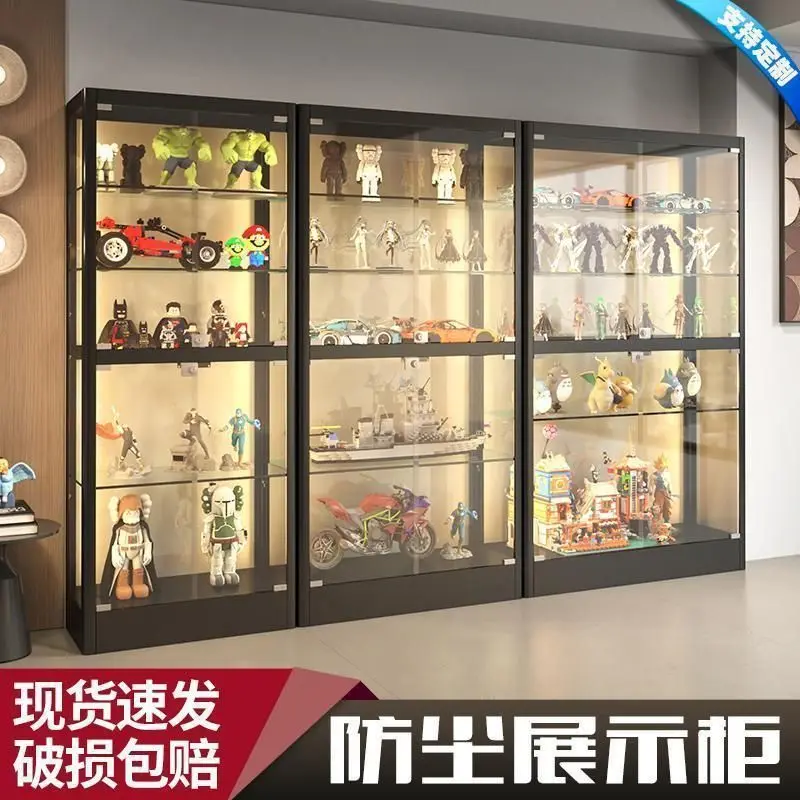 Customized. Hand-Made Display Cabinet Household Display Stand LED Light Transparent Tempered Glass Cabinet Building Block C